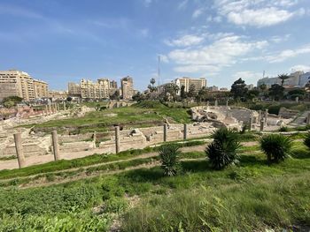 Panoramic shot of city buildings against sky