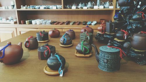 Close-up of objects on table