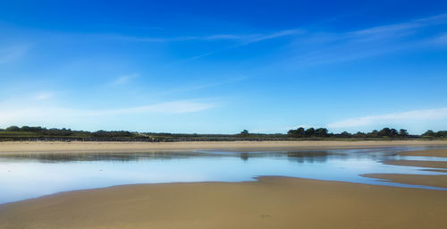 Scenic view of calm lake against sky