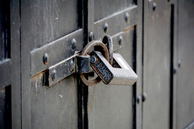 Padlock on closed door