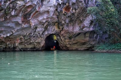 Scenic view of rock formation in sea