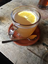 Close-up of tea cup on table