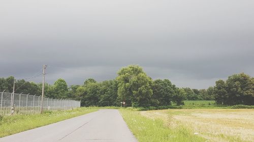 Road amidst trees against sky