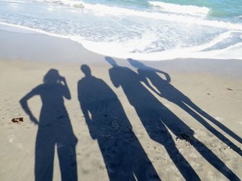 Shadow of people on beach