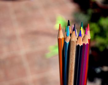 Close-up of multi colored pencils