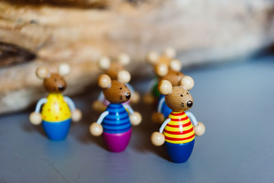 Close-up of toys on table