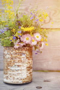 Close-up of flower pot on table