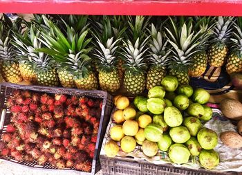 High angle view of fruits for sale in market