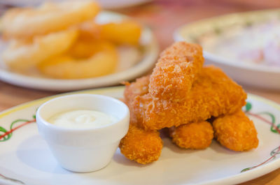 Close-up of served food in plate