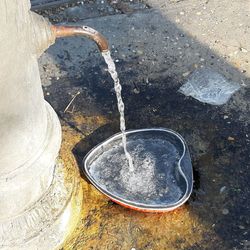 High angle view of drinking glass in water