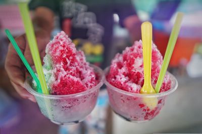 Close-up of ice cream in glass