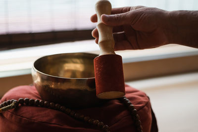 Close-up of person holding ice cream