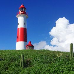 Low angle view of lighthouse against sky