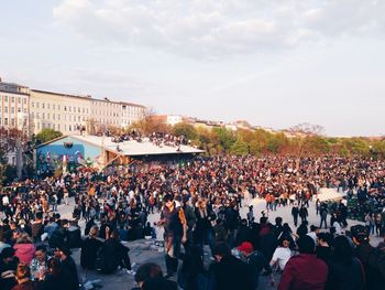 Crowd against sky