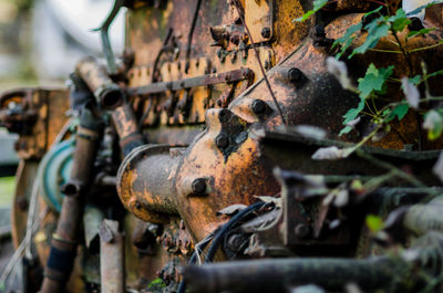 Close-up of abandoned machinery