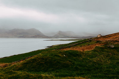 Scenic view of lake against sky