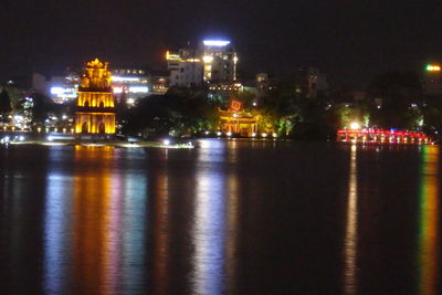 City lit up at night