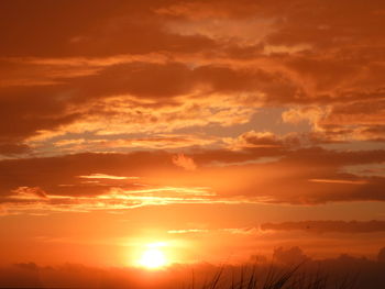 Scenic view of dramatic sky during sunset