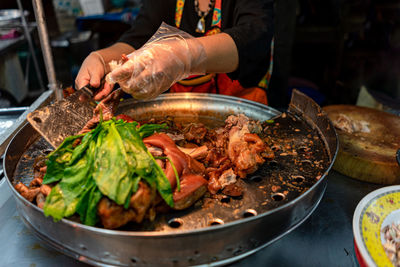 Picture of braised pork leg for put in rice pork leg, thai food