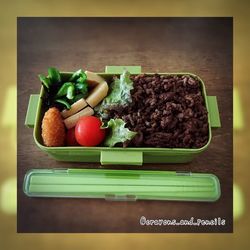 High angle view of vegetables on table