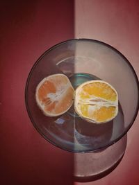 Close-up of fruits in glass on table