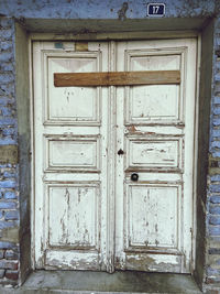 Closed door of old building