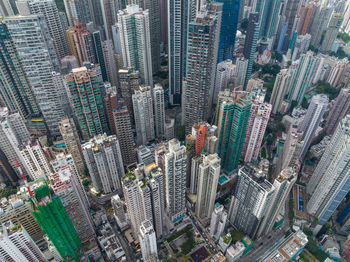 High angle view of buildings in city