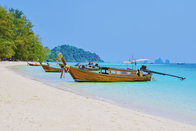 Scenic view of beach against clear sky