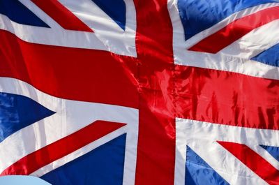 Close-up of flag against blue sky