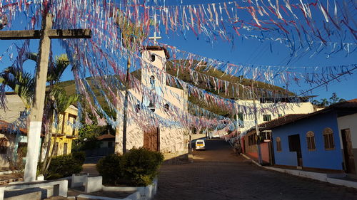 Decoration over street by church in town