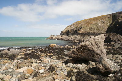 Scenic view of sea against cloudy sky