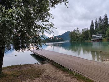 Scenic view of lake against sky