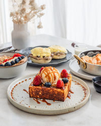 Close-up of food in plate on table