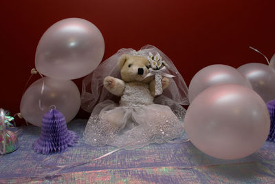 Close-up of decorations on table