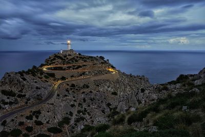 Scenic view of sea against sky at dusk