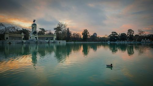 View of lake at sunset