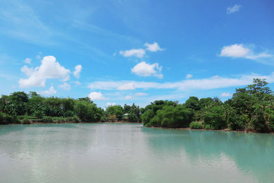 Scenic view of lake against sky