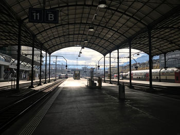 Train at railroad station platform