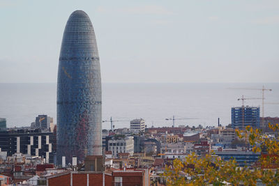 High angle view of buildings in city