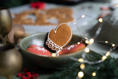 Ginger cookies on a plate. preparing christmas gingerbread at home