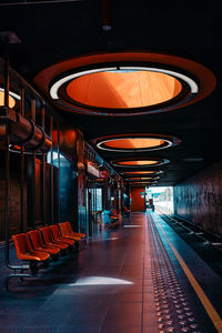 Empty seats in subway