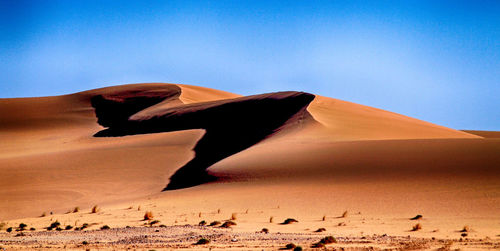 Scenic view of desert against clear sky