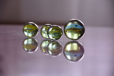 Close-up of marbles on table