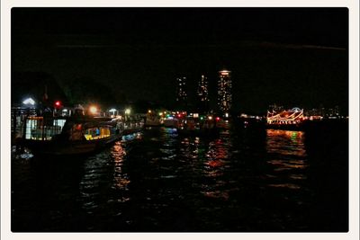 View of illuminated city at night