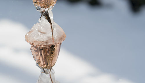 Frozen over japanese rain gutter 