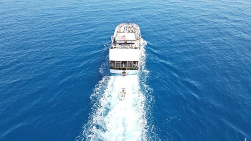 High angle view of boat in sea
