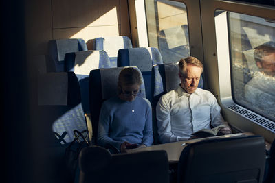 Couple in train carriage