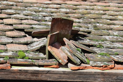 Close-up of stack of wood