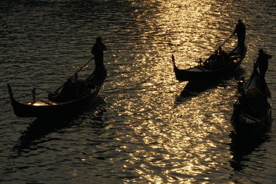 High angle view of boats in canal