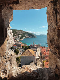 Dubrovnik walls view. a different point of view from the city walls to the adriatic sea